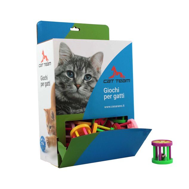 Cat Team - Giochi per gatti - Cilindri mix colori - Box 36 pezzi