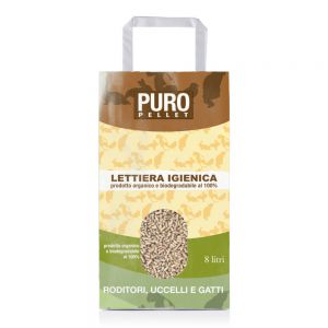 Puro Pellet - Lettiera Igienica per roditori, uccelli e gatti - Organico e biodegradabile 100% - 8 L