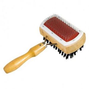 Cardatore doppio in legno con forcella