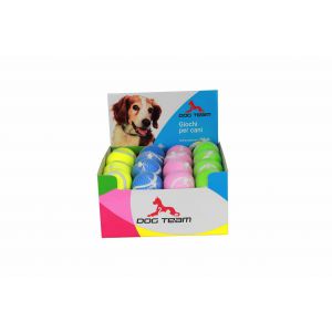 Dog Team - Coppia palle da tennis con rete - Gialla e rosa