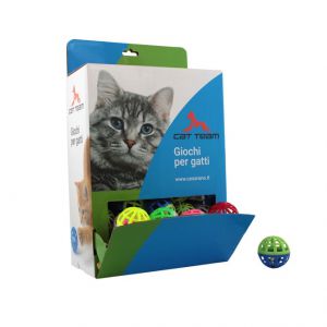 Cat Team - Giochi per gatti - Palline con sonaglio mix colori - Box 60 pezzi